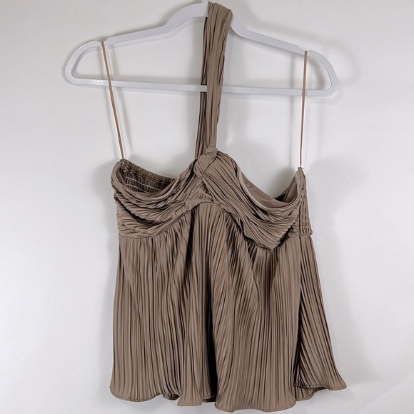 Heartloom January Asymmetric Silky Babydoll Top in Cafe Brown Size Large - Picture 5 of 15